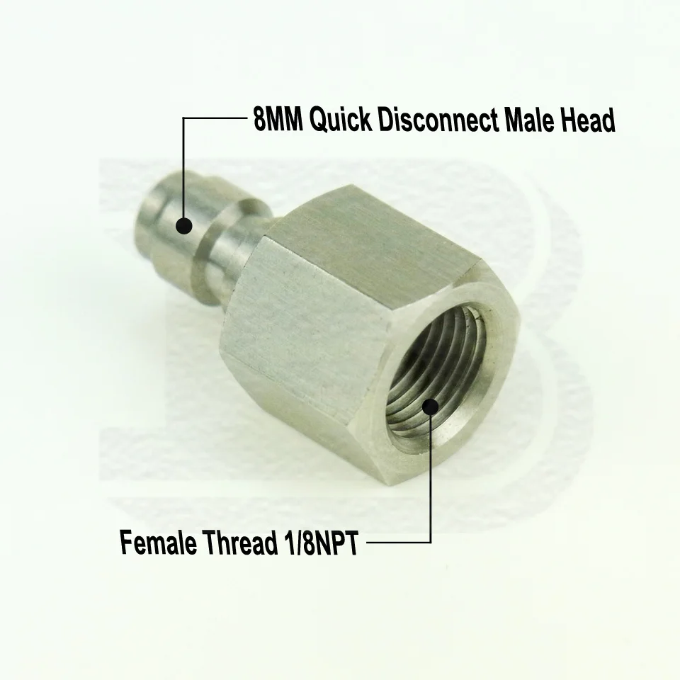 Paintball Steel 8mm Female Quick Disconnect Adapter 1//8NPT Male Fill Nipple