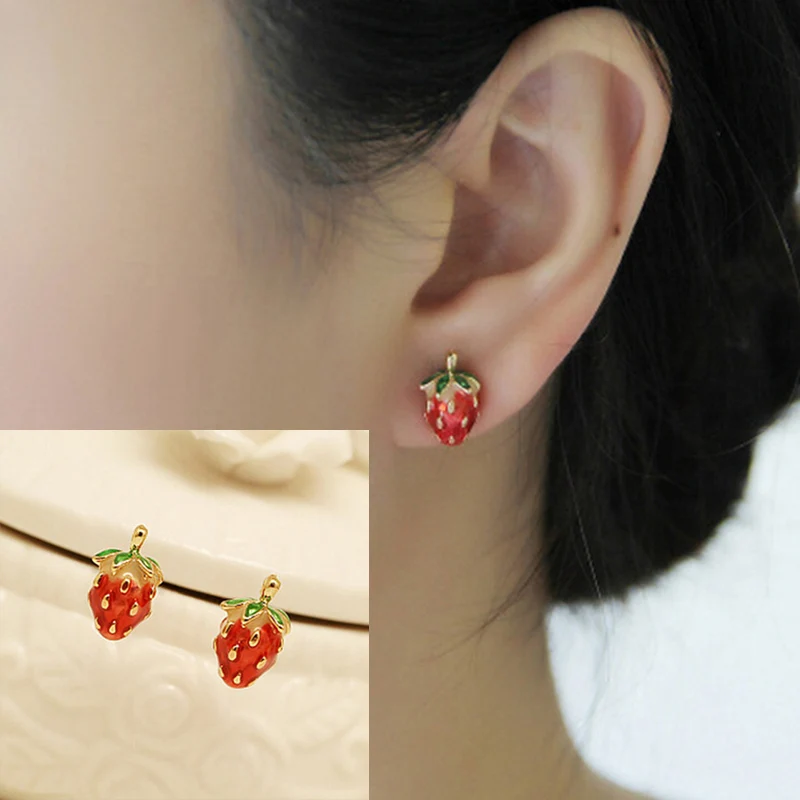 Simple Trendy Strawberry Stud Earrings One Pair Tiny Bar Red/Pink Earings Cute Earrings for Women Fashion Jewelry Wholesale
Simple Trendy Strawberry Stud Earrings One Pair Tiny Bar Red/Pink Earings Cute Earrings for Women Fashion Jewelry Wholesale