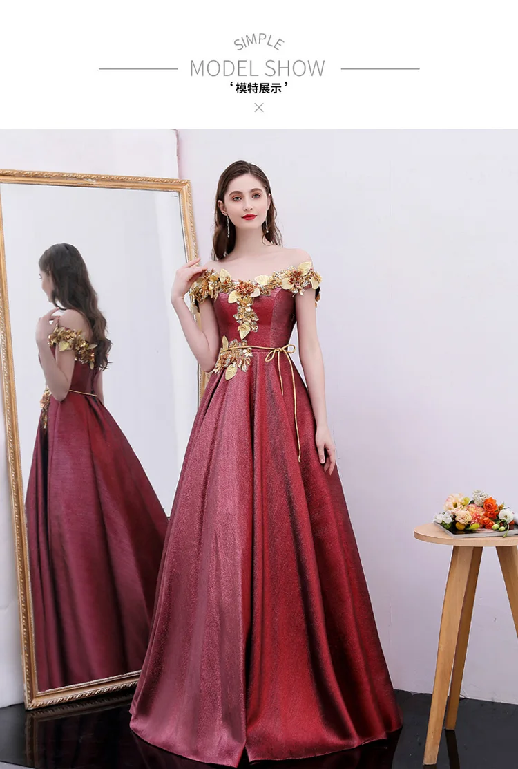 luxury wine red glitter golden leaf flowers slash collar ball gown Medieval Renaissance Gown princess Victorian Antoinette Belle
luxury wine red glitter golden leaf flowers slash collar ball gown Medieval Renaissance Gown princess Victorian Antoinette Belle