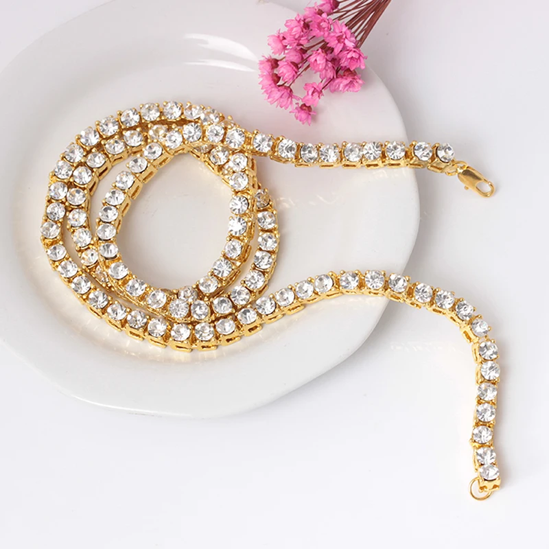 Fashion Jewelry Hip Hop Bling Bling Iced Out Tennis Chain 1 Row Necklaces Luxury Brand Gold Color Men Women Chain
Fashion Jewelry Hip Hop Bling Bling Iced Out Tennis Chain 1 Row Necklaces Luxury Brand Gold Color Men Women Chain