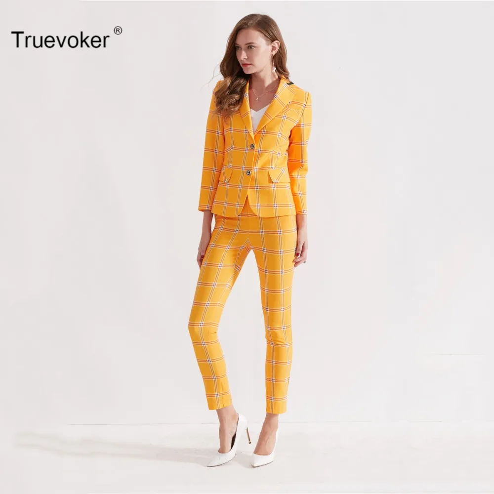 Truevoker Spring Designer Set Suit Women's High End Fashion Full Sleeve Yellow Plaid Printed Casual Blazer + Pant Suit
Truevoker Spring Designer Set Suit Women's High End Fashion Full Sleeve Yellow Plaid Printed Casual Blazer + Pant Suit