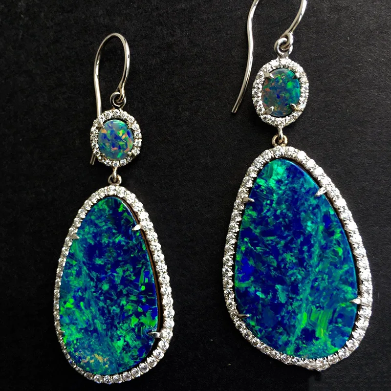 Brand Designer Blue Opal White Cubic Zirconia Dangle Earrings for Woman Blue Acrylic Water Drop Earring Fashion Wedding Jewelry
Brand Designer Blue Opal White Cubic Zirconia Dangle Earrings for Woman Blue Acrylic Water Drop Earring Fashion Wedding Jewelry