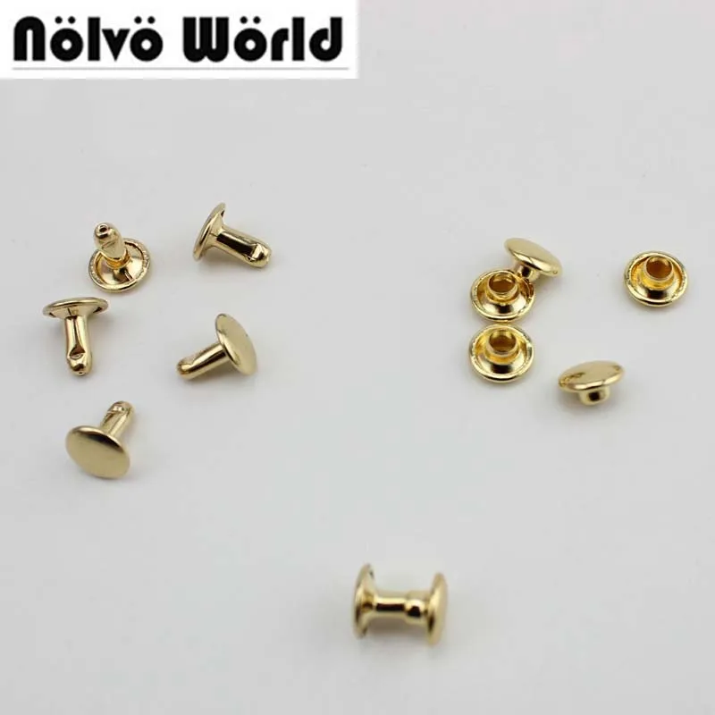 

500pcs/lot 2 covers 8mm 9mm 100% Copper Head Copper Feet Solid Rivets Fasteners,Leather Crafts Bags shoes Studs