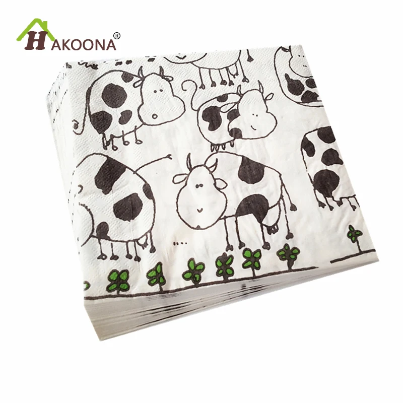 HAKOONA Cartoon Milk Cow Animal Table Paper Napkins 3 Bags Disposable Portable Party Decoration Children's Birthday | Дом и сад