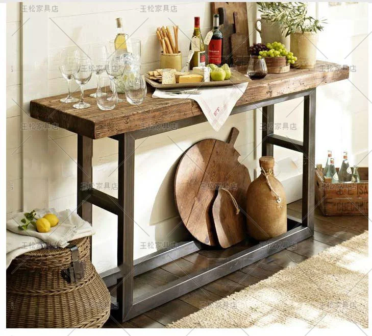 American country to do the old wrought iron wood desk retro vintage Sideboard Showcase entrance foyer table TV cabinet | Мебель