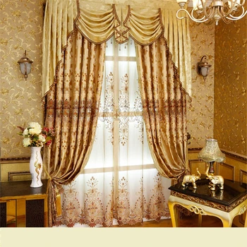 Custom curtains European luxury high-class hollow embroidery villas living room gold cloth blackout curtain tulle valance N313
Custom curtains European luxury high-class hollow embroidery villas living room gold cloth blackout curtain tulle valance N313