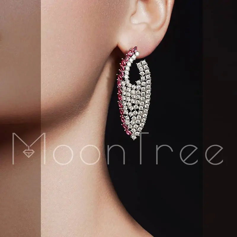 Женские серьги MoonTree роскошные Изящные с цветком 50 мм супер AAA фианит для свадьбы