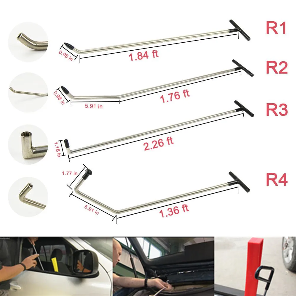 4 pcs Newly Design PDR Hook Tools Push Rod Black Car Crowbar Paintless Dent Repair Tools Kits Ding Hail removal set
4 pcs Newly Design PDR Hook Tools Push Rod Black Car Crowbar Paintless Dent Repair Tools Kits Ding Hail removal set