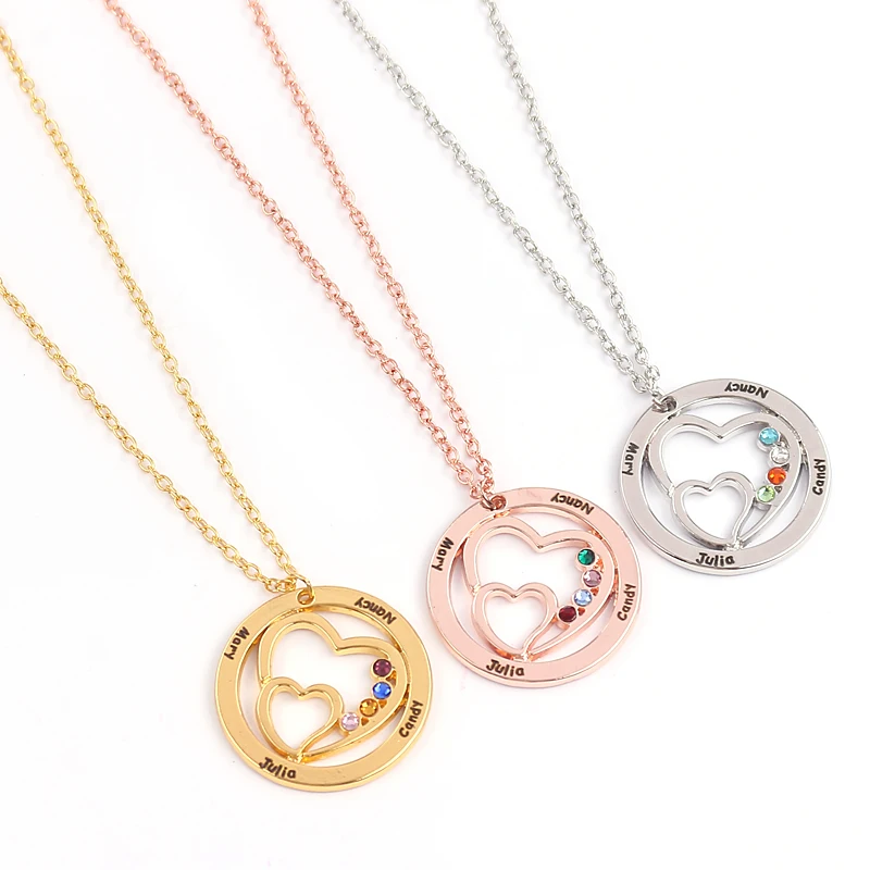 Personalized Name Necklace with 12 Birthstone Round Customized Jewelry with Dobule Hearts Sweet Gifts for Friends Family
Personalized Name Necklace with 12 Birthstone Round Customized Jewelry with Dobule Hearts Sweet Gifts for Friends Family