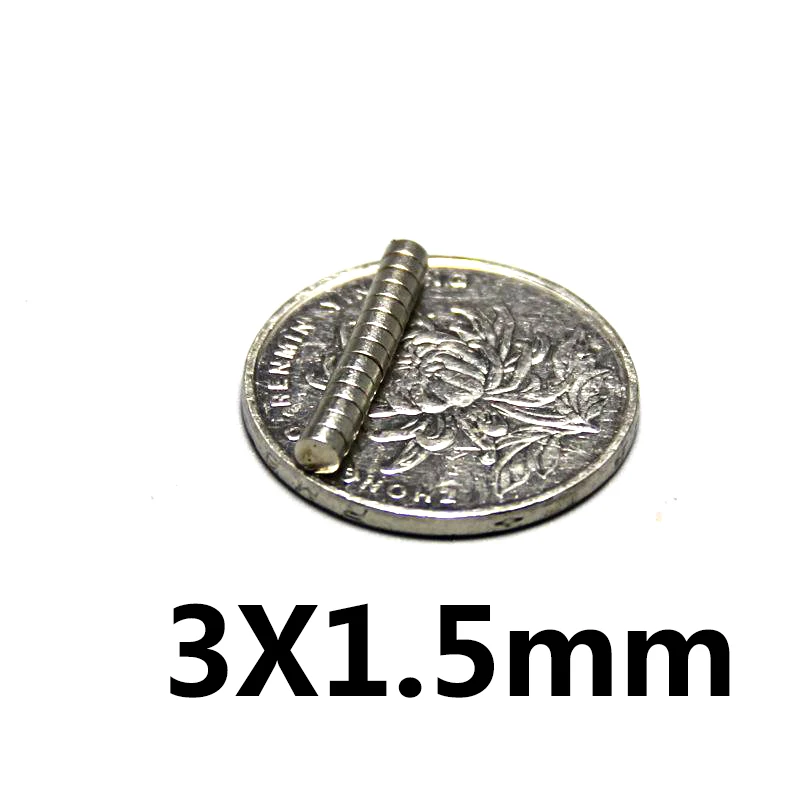 100PCS 3mm x 1.5mm Super Strong Round Disc Magnets 3*1.5 3x1.5 Rare Earth Neodymium Magnet N35 3mm*1.5mm New Arrival
100PCS 3mm x 1.5mm Super Strong Round Disc Magnets 3*1.5 3x1.5 Rare Earth Neodymium Magnet N35 3mm*1.5mm New Arrival