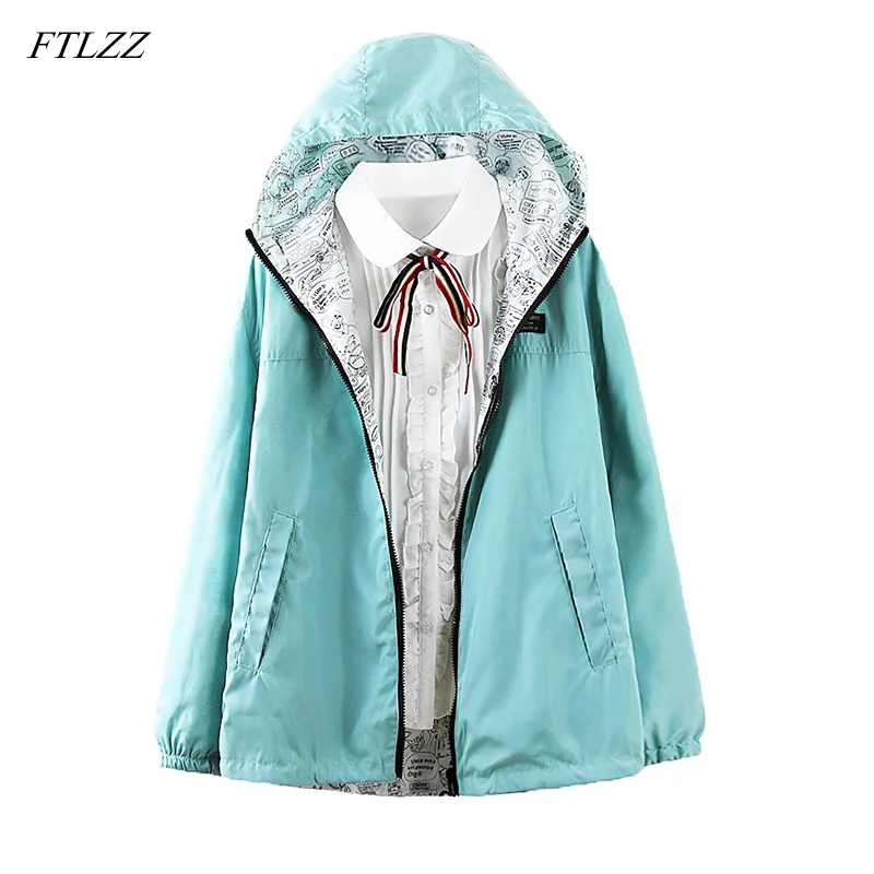 FTLZZ Women Short Jackets Spring Autumn Two Side Wear Windbreaker Hooded Zipper Loose Cartoon Print Outwear Female Coat
FTLZZ Women Short Jackets Spring Autumn Two Side Wear Windbreaker Hooded Zipper Loose Cartoon Print Outwear Female Coat