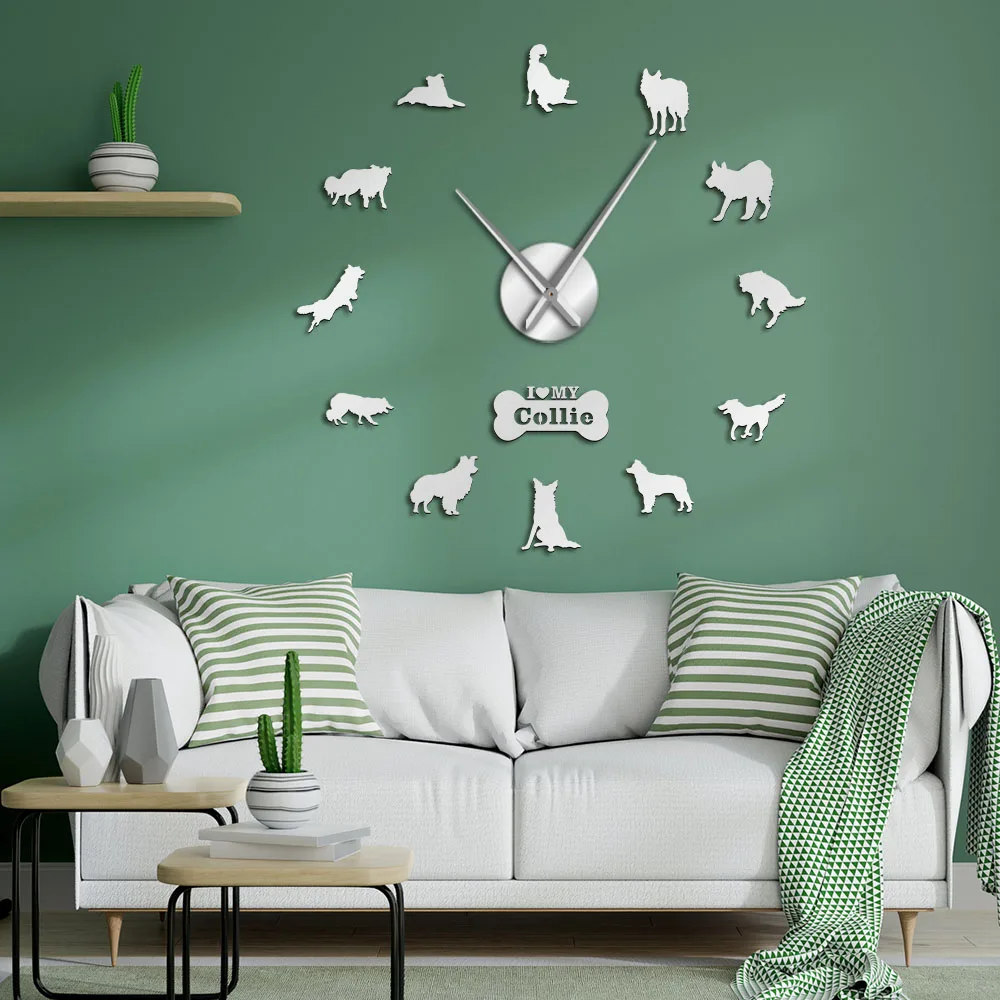Dog Breed Border Collie Silhouette Wall Sticker Frameless DIY Giant Silent Wall Clock Home Decor Scottish Sheepdog Dog Paw Watch
Dog Breed Border Collie Silhouette Wall Sticker Frameless DIY Giant Silent Wall Clock Home Decor Scottish Sheepdog Dog Paw Watch