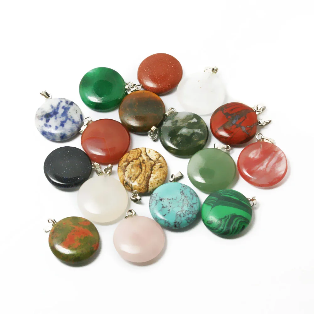 Natural Flat Round Stone beads Charms Pendants 20mm many style U-pick for DIY Fashion Necklace BTB700
Natural Flat Round Stone beads Charms Pendants 20mm many style U-pick for DIY Fashion Necklace BTB700