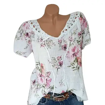 2019 New Plus Size Women Flower Print Crochet V Neck Short Sleeve Bandage Blouse Top
2019 New Plus Size Women Flower Print Crochet V Neck Short Sleeve Bandage Blouse Top