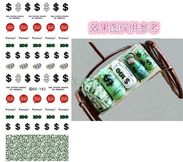 Nail sticker nails art decorations sliders adhesive design Money dollar note water Transfer decals manicure lacquer accessoires
Nail sticker nails art decorations sliders adhesive design Money dollar note water Transfer decals manicure lacquer accessoires