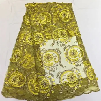 2018 Newest design french net lace fabric gold color african tulle mesh lace fabric with stones and beads for dress F46-1
2018 Newest design french net lace fabric gold color african tulle mesh lace fabric with stones and beads for dress F46-1