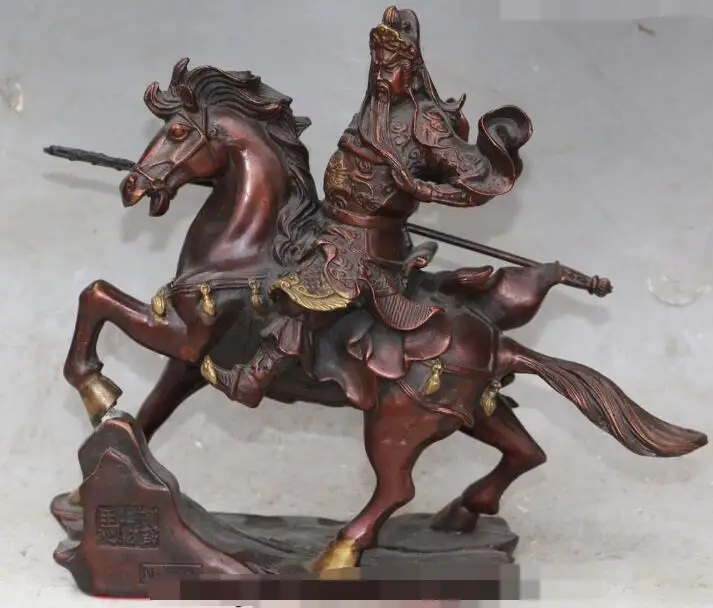 S3651 9" Chinese Bronze Gild Guan Guan Yu Warrior God Knight Ride Horses Buddha Statue
S3651 9" Chinese Bronze Gild Guan Guan Yu Warrior God Knight Ride Horses Buddha Statue