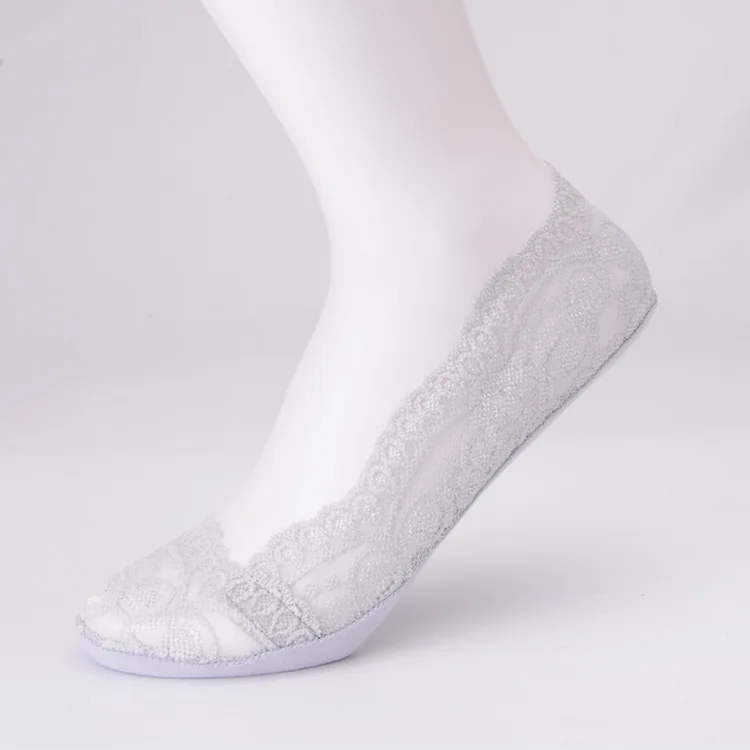 Летние кружевные носки Башмачки из силикагеля для женщин и девочек Нескользящие