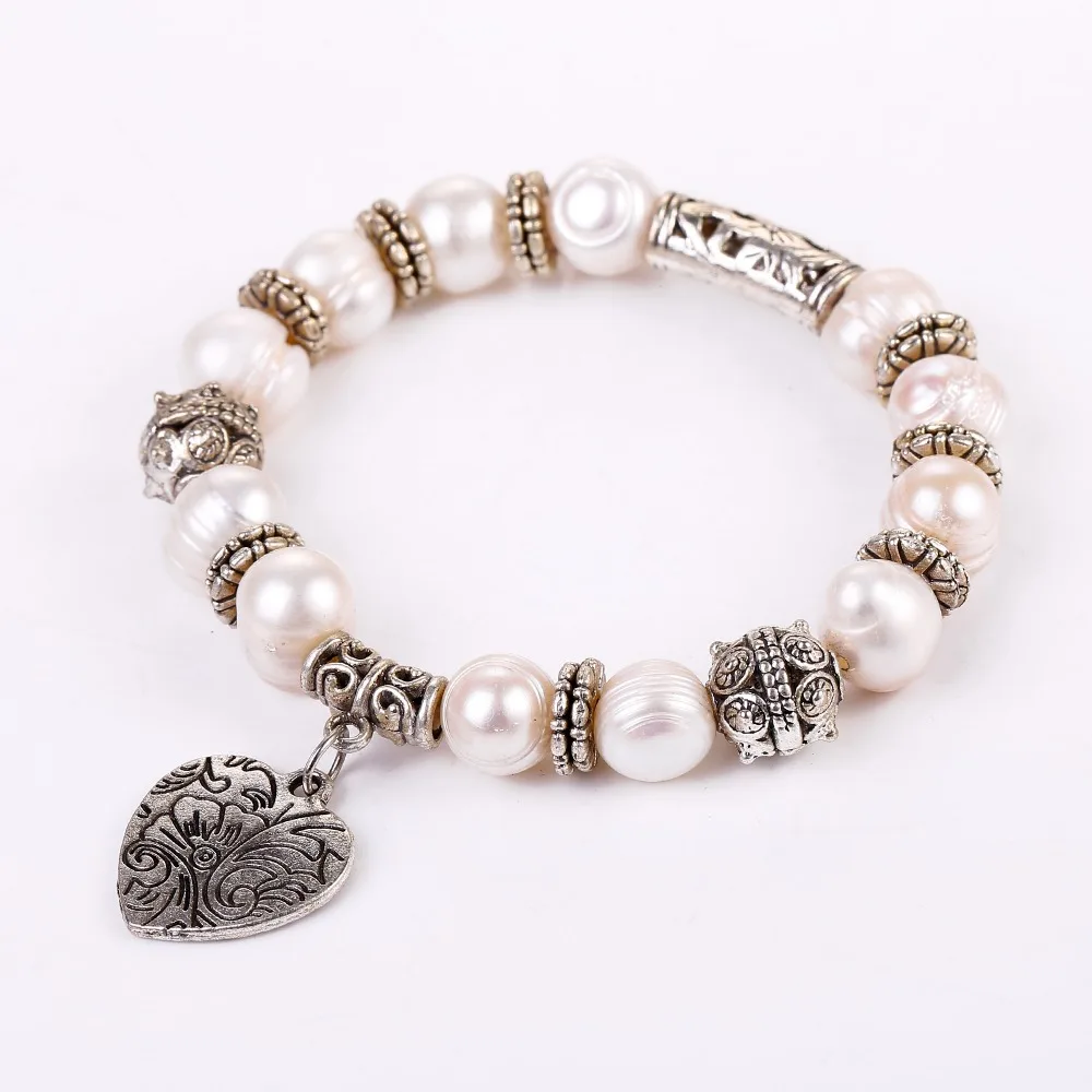 J store Heart Pendant simulated Pearl Jewelry Vintage Silver Bracelets & Bangles for Women charm pulseira feminina
J store Heart Pendant simulated Pearl Jewelry Vintage Silver Bracelets & Bangles for Women charm pulseira feminina