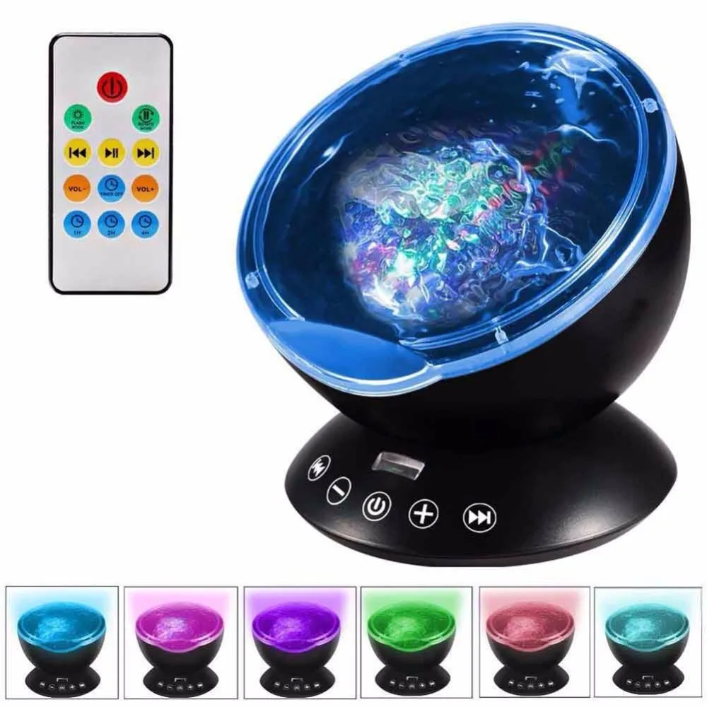 Music Light Ocean Wave Music LED Night Light Projector Remote Lamp Relaxing