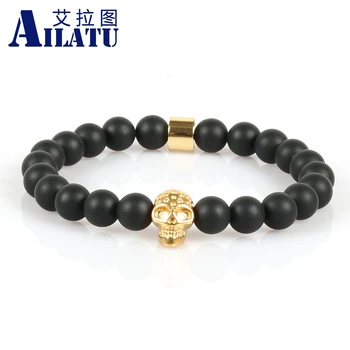 Ailatu Fashionable Jewelry 8mm Matte Onyx Stone Beads with Skull Head Charm Men Bracelet
Ailatu Fashionable Jewelry 8mm Matte Onyx Stone Beads with Skull Head Charm Men Bracelet