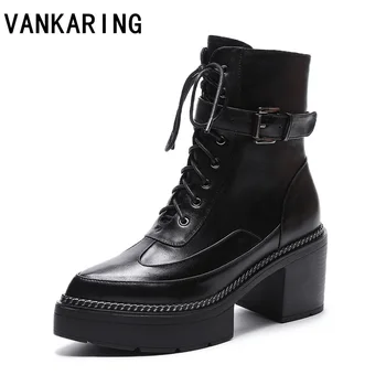 VANKARING autumn fashion genuine leather ankle boots 2020 new thick high heels brand shoes woman winter snow boots platform shoe
VANKARING autumn fashion genuine leather ankle boots 2020 new thick high heels brand shoes woman winter snow boots platform shoe