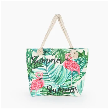 Women Summer Flamingo Printing Handbags Cotton Linen Shoulder Bag With Zipper Pocket Affordable Large Weave Shopping Case bolsa
Women Summer Flamingo Printing Handbags Cotton Linen Shoulder Bag With Zipper Pocket Affordable Large Weave Shopping Case bolsa