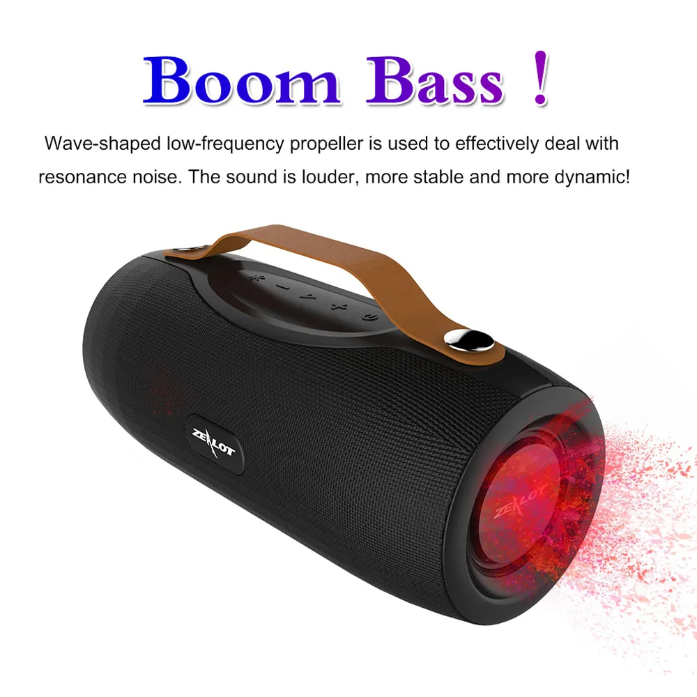 ZEALOT Portable Boom Bass Bluetooth Speaker FM Radio Wireless Outdoor Speaker+Power Bank+Flashlight TF card U disk mp3 Player
ZEALOT Portable Boom Bass Bluetooth Speaker FM Radio Wireless Outdoor Speaker+Power Bank+Flashlight TF card U disk mp3 Player