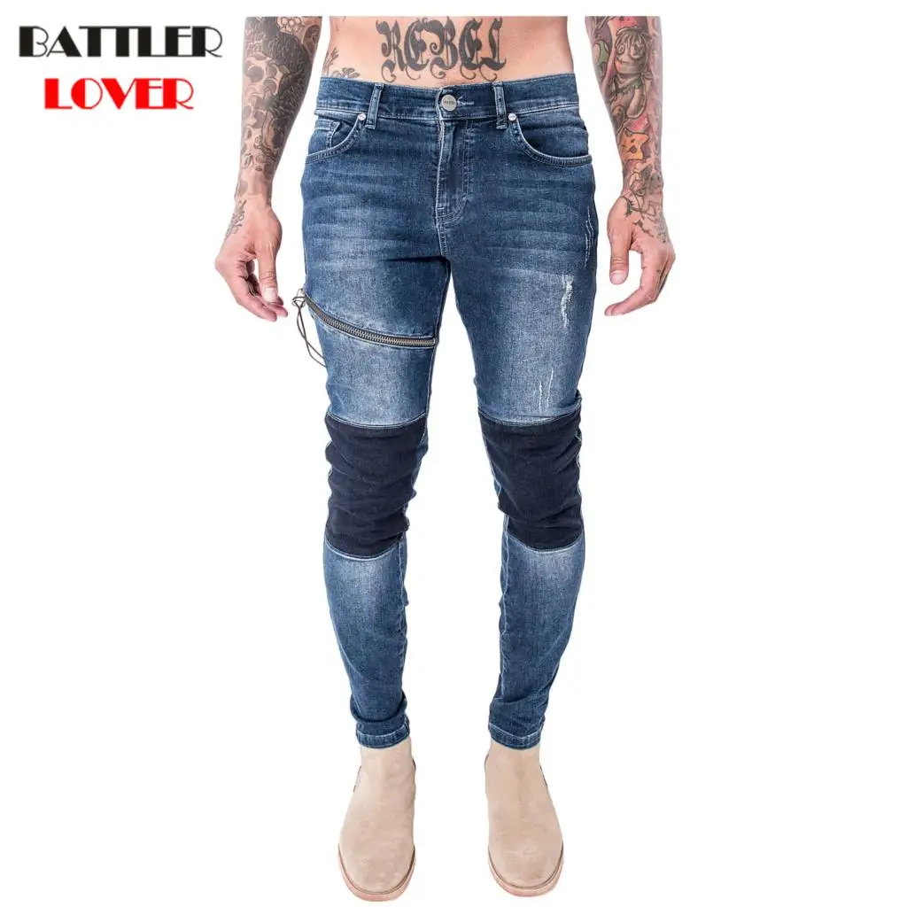 Motor Jeans Men Fear of God Biker Jean Homme Cotton Trousers Mens Hip Hop Mens Jeans Pant Male Casual Luxury Brand Pencil Pants