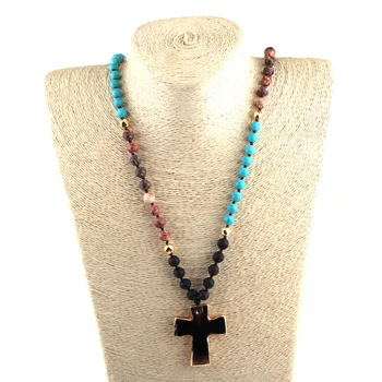 Fashion Bohemian Tribal Jewelry Multicolor Lava Natural Stones Knotted Stone Black Cross Pendant Necklaces Women Ethnic Necklace
Fashion Bohemian Tribal Jewelry Multicolor Lava Natural Stones Knotted Stone Black Cross Pendant Necklaces Women Ethnic Necklace