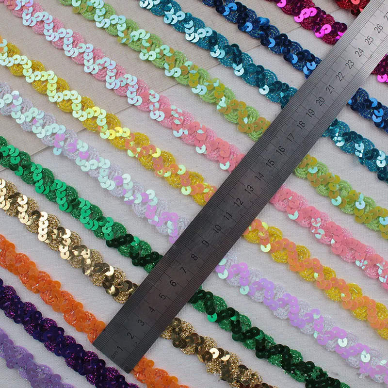 S shape 1.1CM Embroidered African Sequin and spangle Lace Fabric Ribbon Trim for sewing fashion costume diy sewing in gold pink
S shape 1.1CM Embroidered African Sequin and spangle Lace Fabric Ribbon Trim for sewing fashion costume diy sewing in gold pink