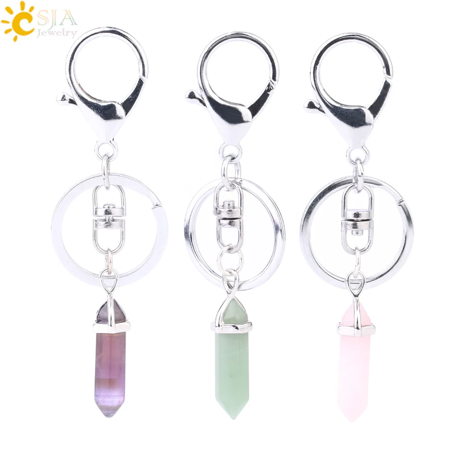 CSJA Natural Stone Keychains Hexagonal Prism Point Crystal Pendant Lapis Lazuli Green Aventurine Tiger Eye Key Rings Chain F642
CSJA Natural Stone Keychains Hexagonal Prism Point Crystal Pendant Lapis Lazuli Green Aventurine Tiger Eye Key Rings Chain F642