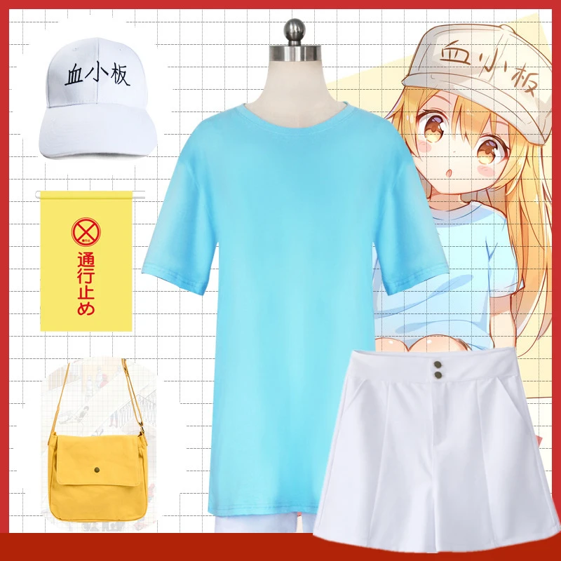Cells at Work Platelet Cosplay Costume Hataraku Saibou Women Girl Summer Short Sleeve T Shirt Tee Shorts Hat Bags Accessories
Cells at Work Platelet Cosplay Costume Hataraku Saibou Women Girl Summer Short Sleeve T Shirt Tee Shorts Hat Bags Accessories