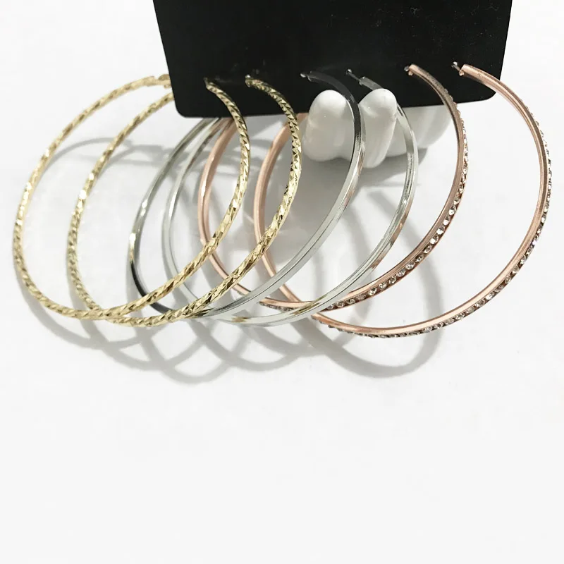 Gothletic Gold/Rhodium/Rose Gold Color Textured Trio Hoop Earrings 3prs/set 70MM Big Circle Earrings for Women Brincos Jewelry
Gothletic Gold/Rhodium/Rose Gold Color Textured Trio Hoop Earrings 3prs/set 70MM Big Circle Earrings for Women Brincos Jewelry