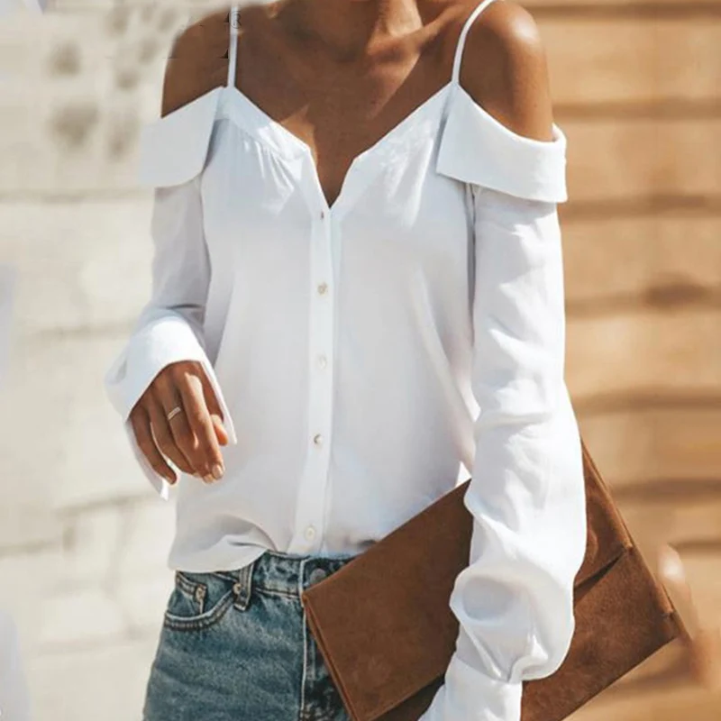 Ruffled V-neck White Off Shoulder Women's Shirt Slash Neck Long Lantern Sleeve Women Blouses 2019 Spring Streetwear Shirts Lady
Ruffled V-neck White Off Shoulder Women's Shirt Slash Neck Long Lantern Sleeve Women Blouses 2019 Spring Streetwear Shirts Lady