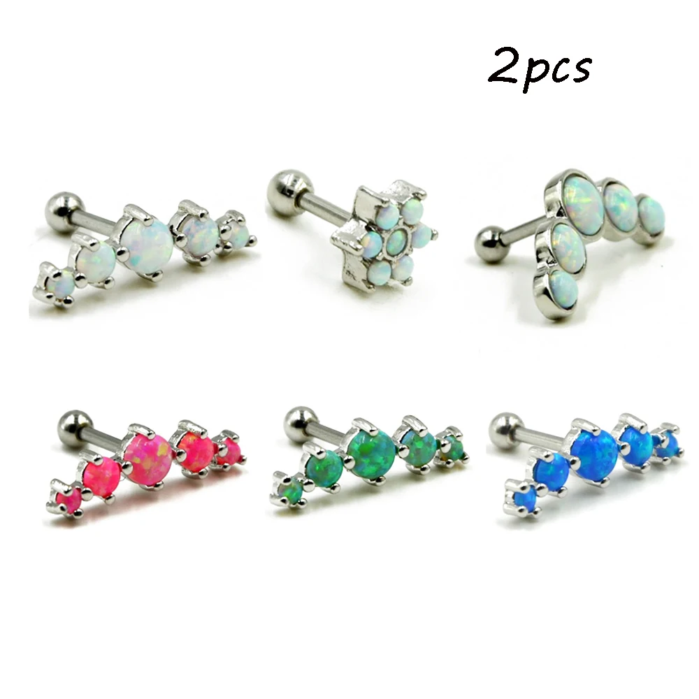 2PC 316l Surgical Steel Ear Cartilage Tragus Helix Piercing Prong Set 5 Opal Stone Earrings Fashion Charming Jewelry 16g
2PC 316l Surgical Steel Ear Cartilage Tragus Helix Piercing Prong Set 5 Opal Stone Earrings Fashion Charming Jewelry 16g