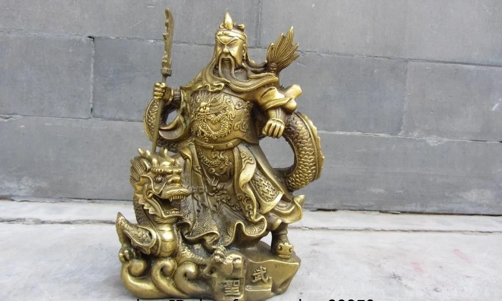 21CM China Folk Brass Copper Stand Dragon Guan Gong Guan Yu Wu Sheng Warrior Statue
21CM China Folk Brass Copper Stand Dragon Guan Gong Guan Yu Wu Sheng Warrior Statue