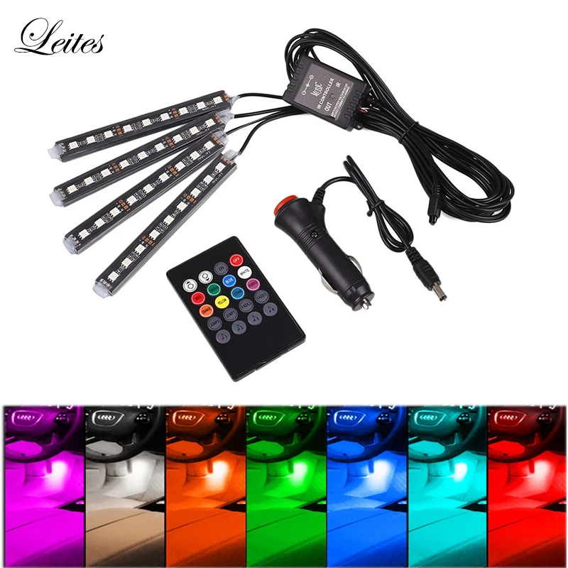 4Pcs/36LEDs Colorful Car Interior LED Atmosphere Light DC12V Car Glow Neon Floor Decorative Strip Light Underdash Lighting
4Pcs/36LEDs Colorful Car Interior LED Atmosphere Light DC12V Car Glow Neon Floor Decorative Strip Light Underdash Lighting