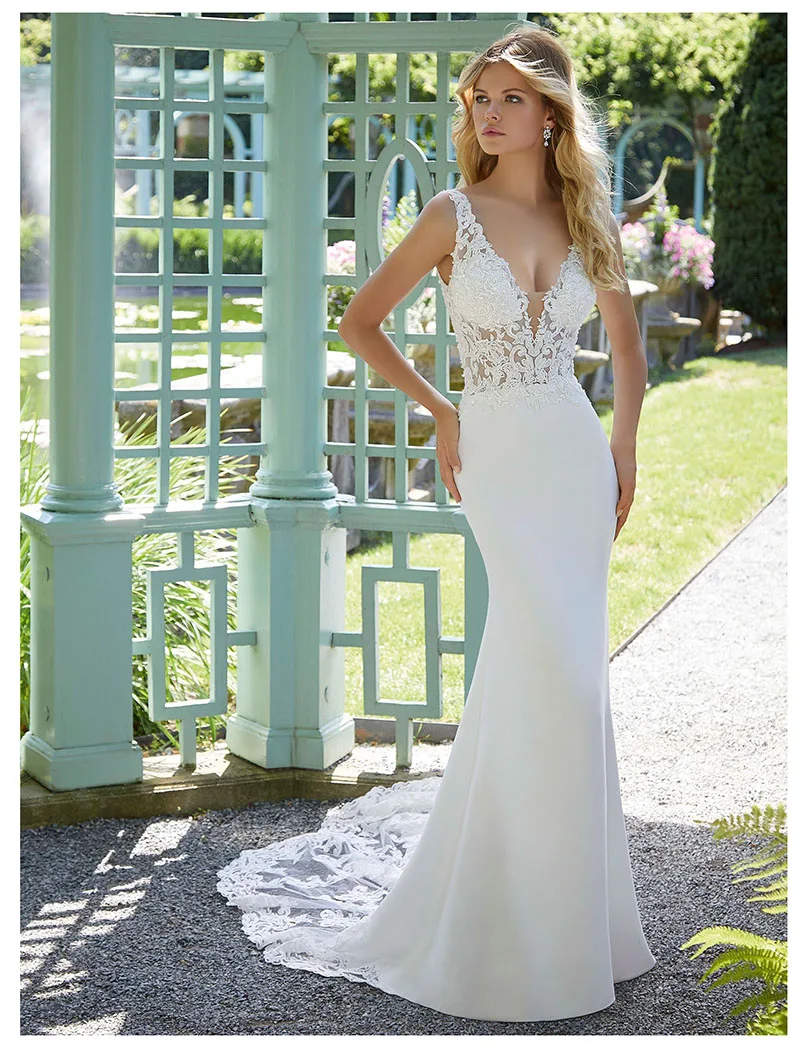 LORIE 2019 Sexy Mermaid Wedding Dress Lace Appliqued Bride Dress Deep V Neck Wedding Gown Lace Train Sleeveless Bride Dress
LORIE 2019 Sexy Mermaid Wedding Dress Lace Appliqued Bride Dress Deep V Neck Wedding Gown Lace Train Sleeveless Bride Dress