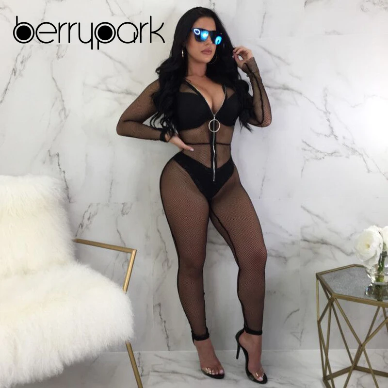 BerryPark Mesh Jumpsuit 2019 Women Long Sleeve Zipper V-Neck See Through Bikini Cover Up Beach Swim Sport Suit Party Club Wear
BerryPark Mesh Jumpsuit 2019 Women Long Sleeve Zipper V-Neck See Through Bikini Cover Up Beach Swim Sport Suit Party Club Wear