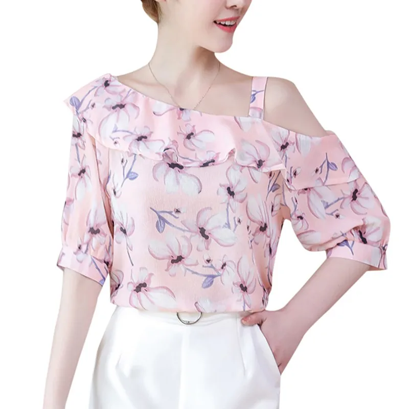 2018 Fashion Shirts Woman Floral Half-Sleeved One Shoulder Slash Neck Chiffon Blouse
2018 Fashion Shirts Woman Floral Half-Sleeved One Shoulder Slash Neck Chiffon Blouse