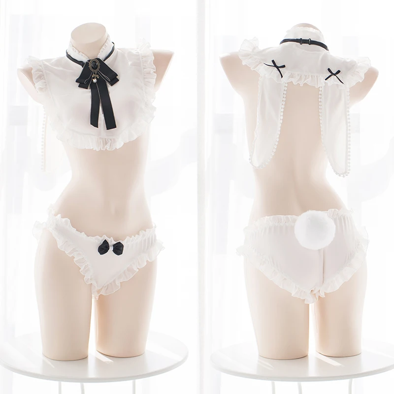 Women Cute Sexy Chiffon Lingerie Gentleman Bunny Role Playing Tail Underwear Lingerie Set Cosplay Lolita Kawaii Rabbit Uniform
Women Cute Sexy Chiffon Lingerie Gentleman Bunny Role Playing Tail Underwear Lingerie Set Cosplay Lolita Kawaii Rabbit Uniform