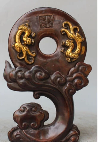 RHS0187 10" Marked China Bronze Gilt Fengshui Wealth Auspicious Two Dragon Mirror Statue
RHS0187 10" Marked China Bronze Gilt Fengshui Wealth Auspicious Two Dragon Mirror Statue
