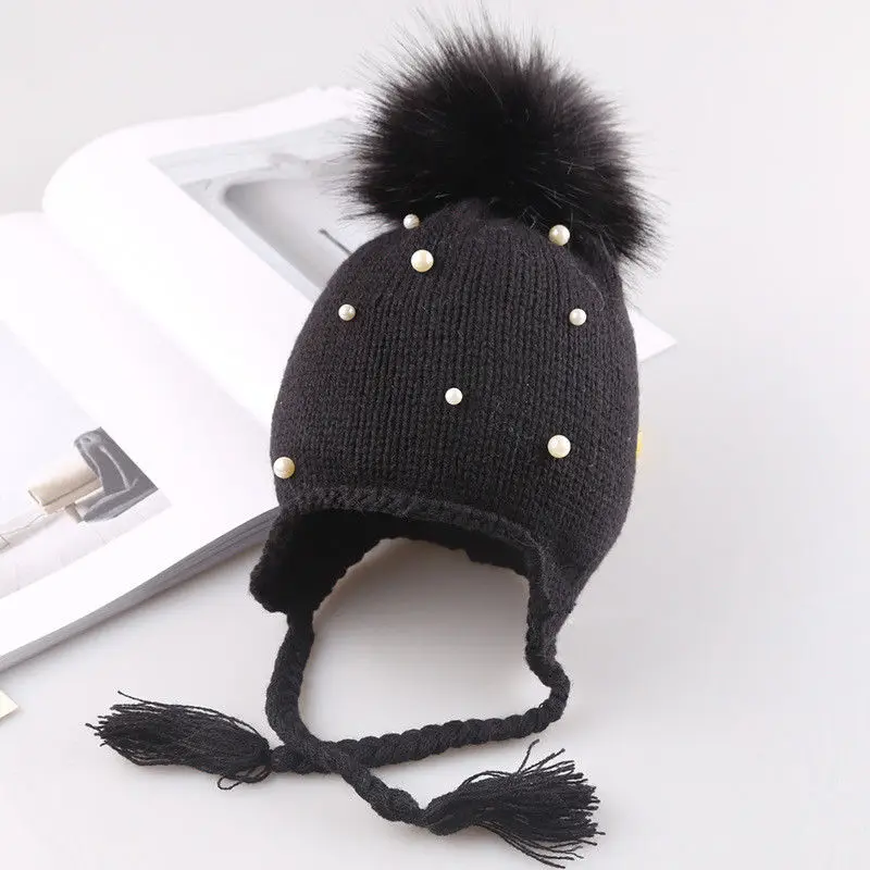 Детская зимняя трикотажная шапка ушанка с бисером|baby beanie|baby beanie caphat cap baby |