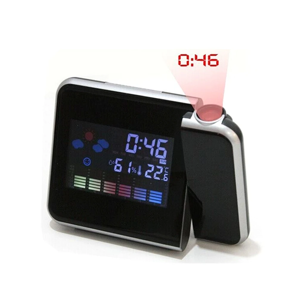 Projection Digital Weather LCD Snooze Alarm Clock Projector Color Display LED Backlight Digital Alarm Clock TSLM1 Black Square
Projection Digital Weather LCD Snooze Alarm Clock Projector Color Display LED Backlight Digital Alarm Clock TSLM1 Black Square
