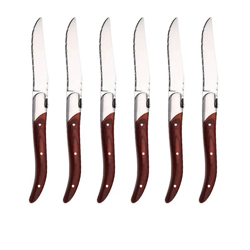 Laguiole Style Steak Knives Stainless Steel Dinner Knife Wood Handle Dinnerware set Kitchen Cutlery Classic Xmas Tableware 8.8''
Laguiole Style Steak Knives Stainless Steel Dinner Knife Wood Handle Dinnerware set Kitchen Cutlery Classic Xmas Tableware 8.8''