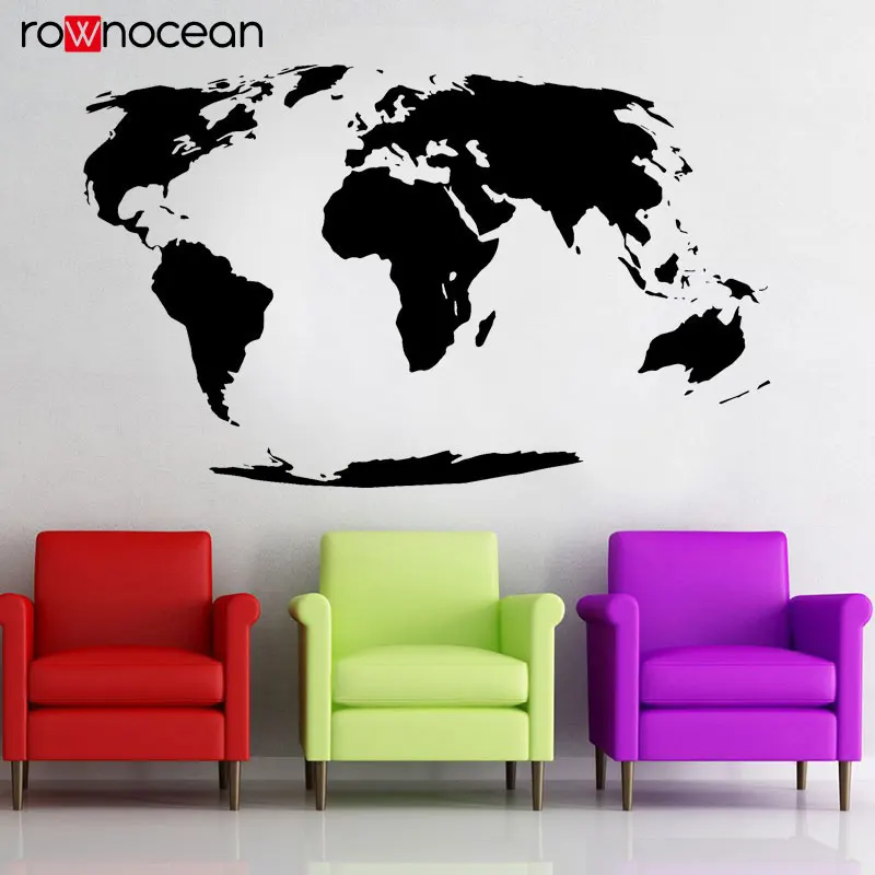 

World Map Wall Sticker Globe Earth Planet Continents School Geography Travel Vinyl Decals Home Decor For Living Room Murals 3212