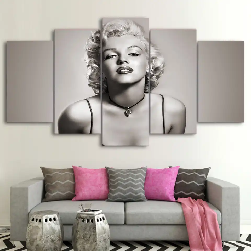 Hd Prints Home Decor Modern For Living Room Wall 5 Pieces Marilyn Monroe Posters Modular Paintings Canvas Pictures Art Framework