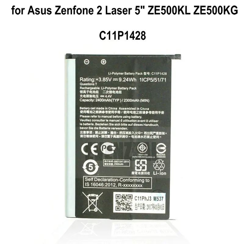 EVENZEAL 1x 3.85VDC Mobile Phone Replacement Battery for Asus Zenfone 2 Laser 5" ZE500KL ZE500KG C11P1428 2400mAh / 9.24Wh
EVENZEAL 1x 3.85VDC Mobile Phone Replacement Battery for Asus Zenfone 2 Laser 5" ZE500KL ZE500KG C11P1428 2400mAh / 9.24Wh