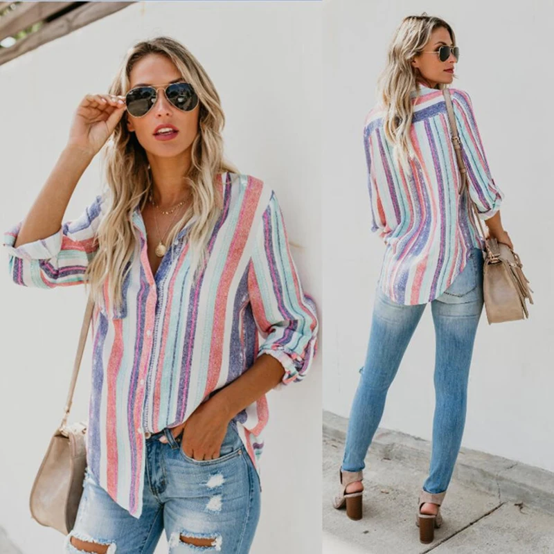 Women Blouses Turn Down Collar Office Shirt Chiffon Shirt Casual Tops Plus Size Color Striped Long Sleeve Shirt Striped Lapel
Women Blouses Turn Down Collar Office Shirt Chiffon Shirt Casual Tops Plus Size Color Striped Long Sleeve Shirt Striped Lapel